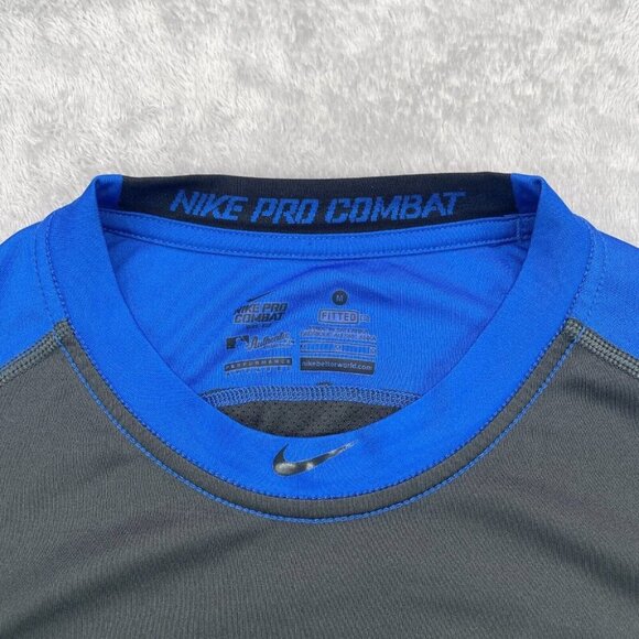 Nike Pro Combat Ken Griffey Baseball Shirt Fitted Mens Medium Blue 3/4 Swimgman - Picture 2 of 15